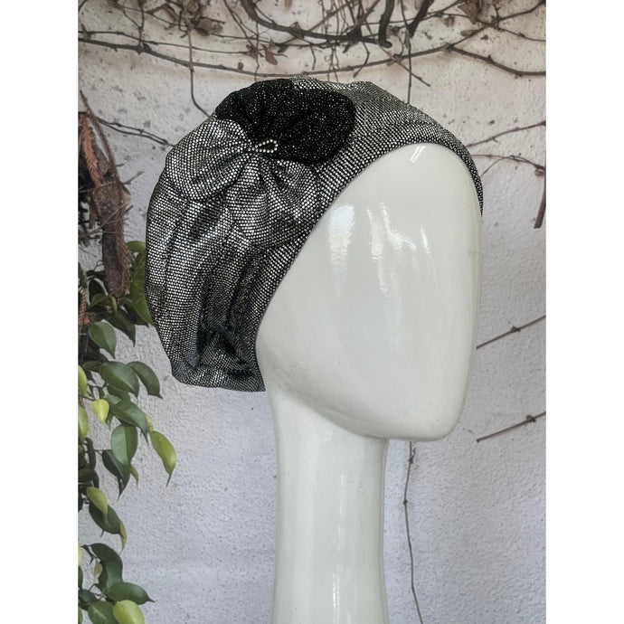 Embellished Hat - Size #2 Silver Metallic-Hat-The Little Tichel Lady