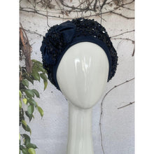 Embellished Hat - Size #2 Navy Crocheted Sequins Bow-Hat-The Little Tichel Lady