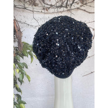 Embellished Hat - Size #2 Navy Crocheted Sequins Bow-Hat-The Little Tichel Lady