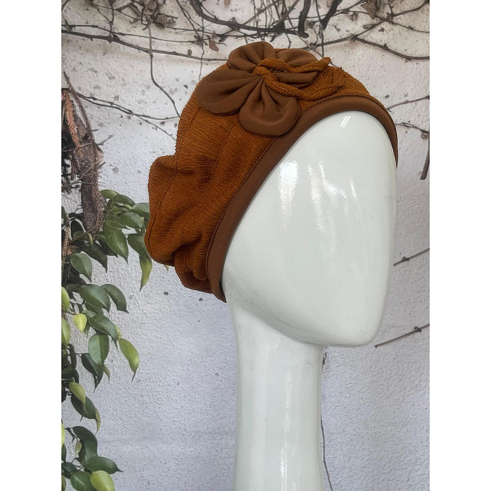 Embellished Hat - Size #2 Rust Bow-Hat-The Little Tichel Lady