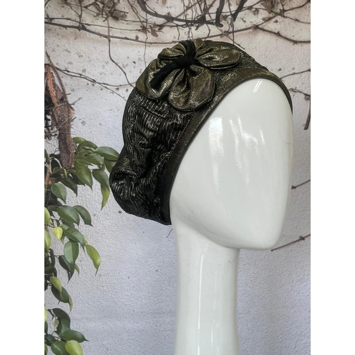 Embellished Hat - Size #2 Dark Gold Bow-Hat-The Little Tichel Lady