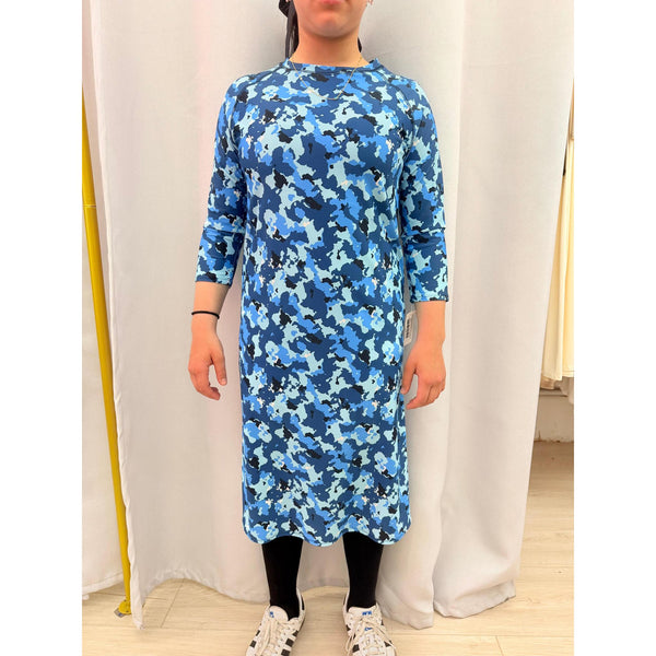 Girls Modest Swim Dress - Blue Camo Print, Sizes 4-18-dress-The Little Tichel Lady