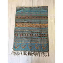 Israeli Pashmina Print Headwrap - Turquoise-Long Wrap-The Little Tichel Lady