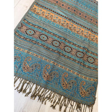 Israeli Pashmina Print Headwrap - Turquoise-Long Wrap-The Little Tichel Lady