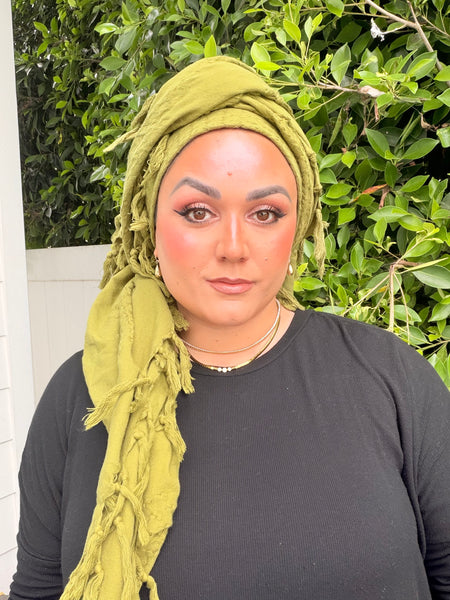 Heritage XL Square Headscarf - Light Olive-square-The Little Tichel Lady
