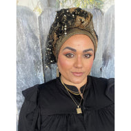 Exquisite Lace & Sequins Shimmer Wrap - Gold/Black-Long Wrap-The Little Tichel Lady