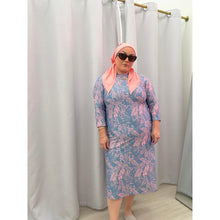 Ladies Modest Swim Dress - Blue/Pink, S-XL-dress-The Little Tichel Lady