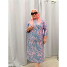 Ladies Modest Swim Dress - Blue/Pink, S-XL-dress-The Little Tichel Lady