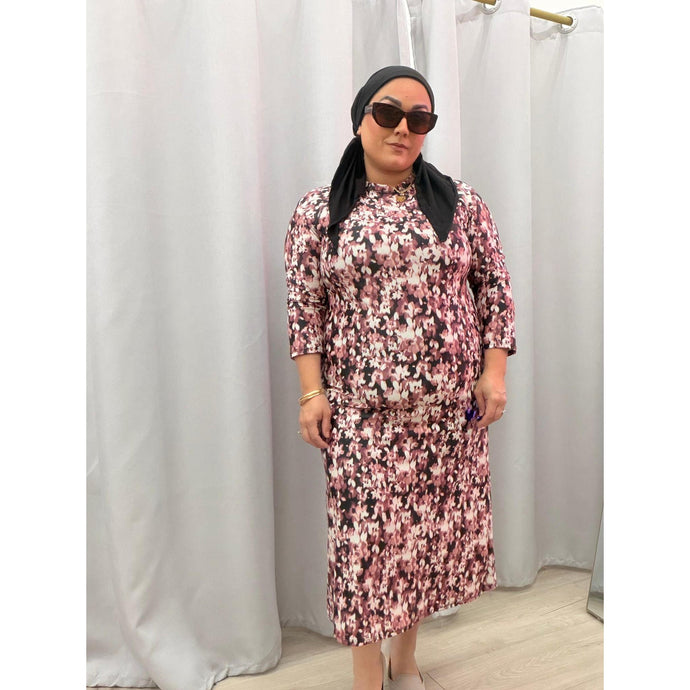 Ladies Modest Swim Dress - Mauve/Black, S-XL-dress-The Little Tichel Lady