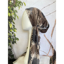 Turkish Cotton Pretied w/ Long Tails - Splatter Print, Beige/Brown-pretieds-The Little Tichel Lady