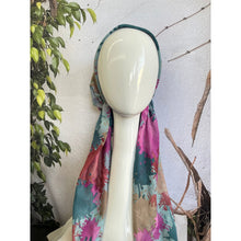 Turkish Cotton Pretied w/ Long Tails - Splatter Print, Aqua/Berry-pretieds-The Little Tichel Lady