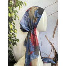 Turkish Cotton Pretied w/ Long Tails - Splatter Print, Blue/Burgundy-pretieds-The Little Tichel Lady