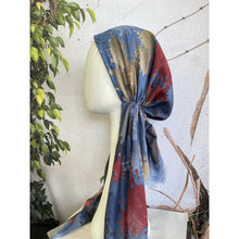 Turkish Cotton Pretied w/ Long Tails - Splatter Print, Blue/Burgundy-pretieds-The Little Tichel Lady