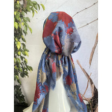 Turkish Cotton Pretied w/ Long Tails - Splatter Print, Blue/Burgundy-pretieds-The Little Tichel Lady