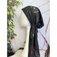 Pretied Textured Turkish Cotton w/ Long Tails - Butterfly Print, Black/Multi-pretieds-The Little Tichel Lady