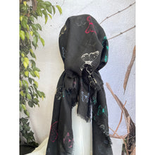 Pretied Textured Turkish Cotton w/ Long Tails - Butterfly Print, Black/Multi-pretieds-The Little Tichel Lady