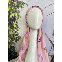 Pretied Textured Turkish Cotton w/ Long Tails - Butterfly Print, Pink/Multi-pretieds-The Little Tichel Lady