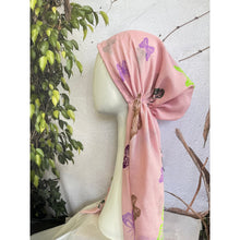 Pretied Textured Turkish Cotton w/ Long Tails - Butterfly Print, Pink/Multi-pretieds-The Little Tichel Lady