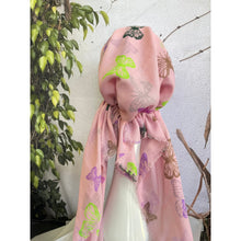 Pretied Textured Turkish Cotton w/ Long Tails - Butterfly Print, Pink/Multi-pretieds-The Little Tichel Lady