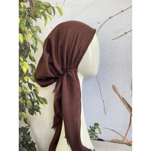 Pretied Turkish Cotton Textured Tichel w/ Long Tails - Wine/Brown, XL Circumference-pretieds-The Little Tichel Lady