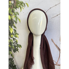 Pretied Turkish Cotton Textured Tichel w/ Long Tails - Wine/Brown, XL Circumference-pretieds-The Little Tichel Lady