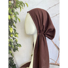 Pretied Turkish Cotton Textured Tichel w/ Long Tails - Wine/Brown, XL Circumference-pretieds-The Little Tichel Lady