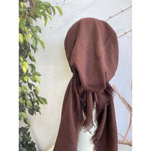 Pretied Turkish Cotton Textured Tichel w/ Long Tails - Wine/Brown, XL Circumference-pretieds-The Little Tichel Lady