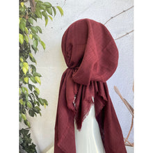 Pretied Turkish Cotton Textured Tichel w/ Long Tails - Wine, XL Circumference-pretieds-The Little Tichel Lady