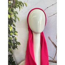 Pretied Turkish Cotton Textured Tichel w/ Long Tails - Hot Pink,, XL Circumference-pretieds-The Little Tichel Lady