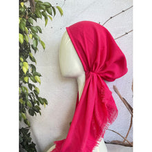 Pretied Turkish Cotton Textured Tichel w/ Long Tails - Hot Pink,, XL Circumference-pretieds-The Little Tichel Lady