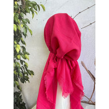 Pretied Turkish Cotton Textured Tichel w/ Long Tails - Hot Pink,, XL Circumference-pretieds-The Little Tichel Lady