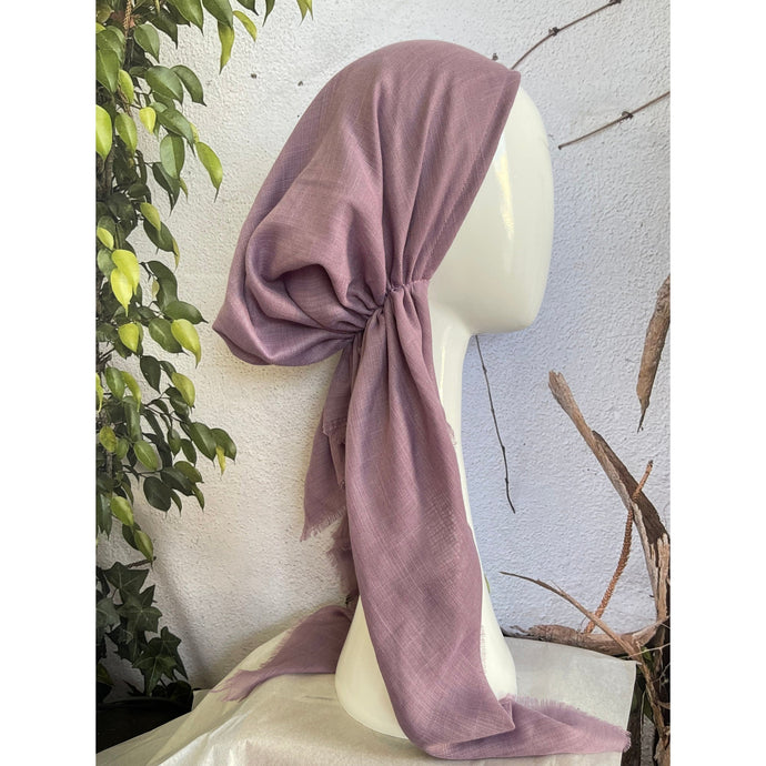 Pretied Turkish Cotton Textured Tichel w/ Long Tails - Orchid, XL Circumference-pretieds-The Little Tichel Lady