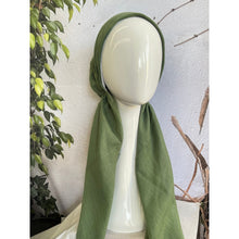 Pretied Turkish Cotton Textured Tichel w/ Long Tails - Moss Green, XL Circumference-pretieds-The Little Tichel Lady