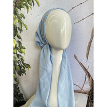 Pretied Turkish Cotton Textured Tichel w/ Long Tails - Baby Blue-pretieds-The Little Tichel Lady