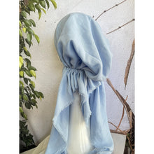 Pretied Turkish Cotton Textured Tichel w/ Long Tails - Baby Blue-pretieds-The Little Tichel Lady