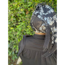 Luxe Sequins & Floral Headwrap - Black/Silver-Long Wrap-The Little Tichel Lady