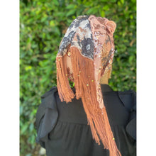 Exquisite Sequins & Floral Headwrap - Black/Rose Gold-Long Wrap-The Little Tichel Lady