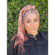 Exquisite Sequins & Floral Headwrap - Black/Rose Gold-Long Wrap-The Little Tichel Lady