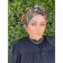 Luxe Sequins & Floral Headwrap - Black/Rust Floral-Long Wrap-The Little Tichel Lady