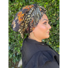Luxe Sequins & Floral Headwrap - Black/Rust Floral-Long Wrap-The Little Tichel Lady