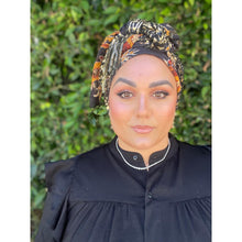 Luxe Sequins & Floral Headwrap - Black/Rust Floral-Long Wrap-The Little Tichel Lady
