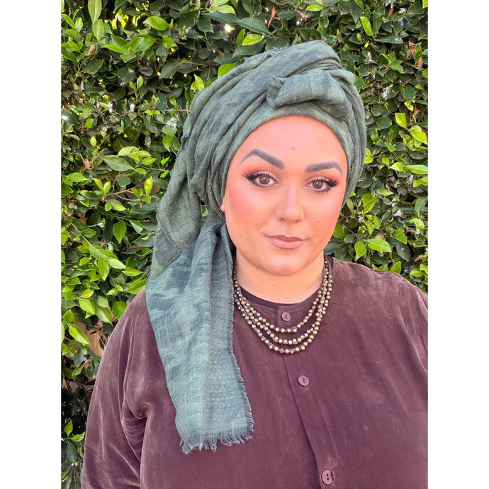 Grounded Israeli XL Square Headcover - Olive-Squares-The Little Tichel Lady