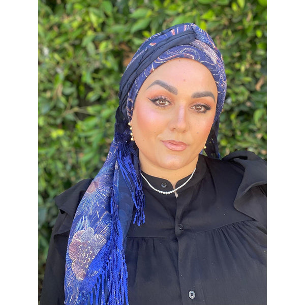 Exquisite Oversized Luxe Square - Navy-Squares-The Little Tichel Lady