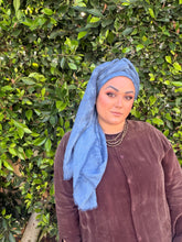 Grounded Israeli XL Square Headcover - Blue-Squares-The Little Tichel Lady