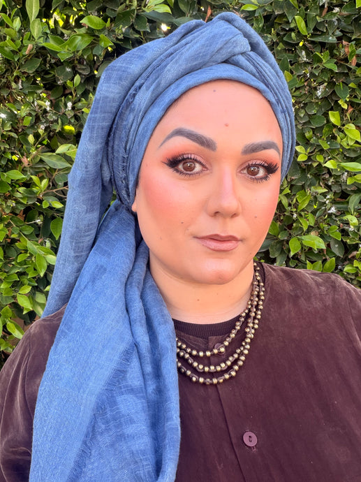 Grounded Israeli XL Square Headcover - Blue-Squares-The Little Tichel Lady