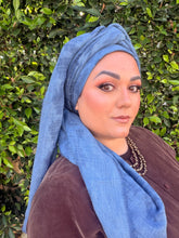 Grounded Israeli XL Square Headcover - Blue-Squares-The Little Tichel Lady