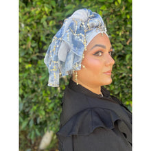 Exquisite Sequins Headwrap - Sky Blue-Long Wrap-The Little Tichel Lady