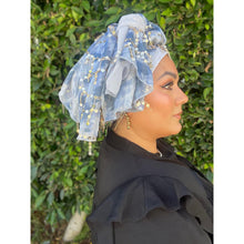 Exquisite Sequins Headwrap - Sky Blue-Long Wrap-The Little Tichel Lady