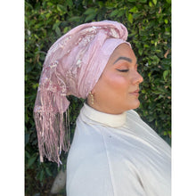 Exquisite Sequins & Floral Headwrap - Pink-Long Wrap-The Little Tichel Lady