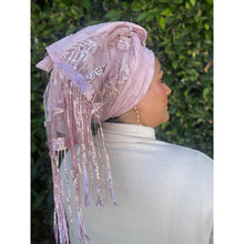 Exquisite Sequins & Floral Headwrap - Pink-Long Wrap-The Little Tichel Lady